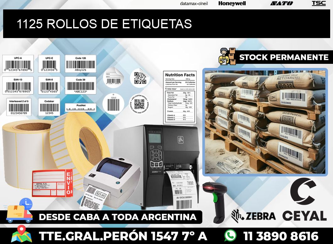 1125 ROLLOS DE ETIQUETAS