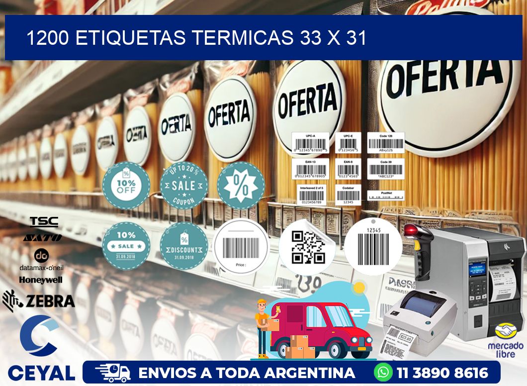 1200 ETIQUETAS TERMICAS 33 x 31