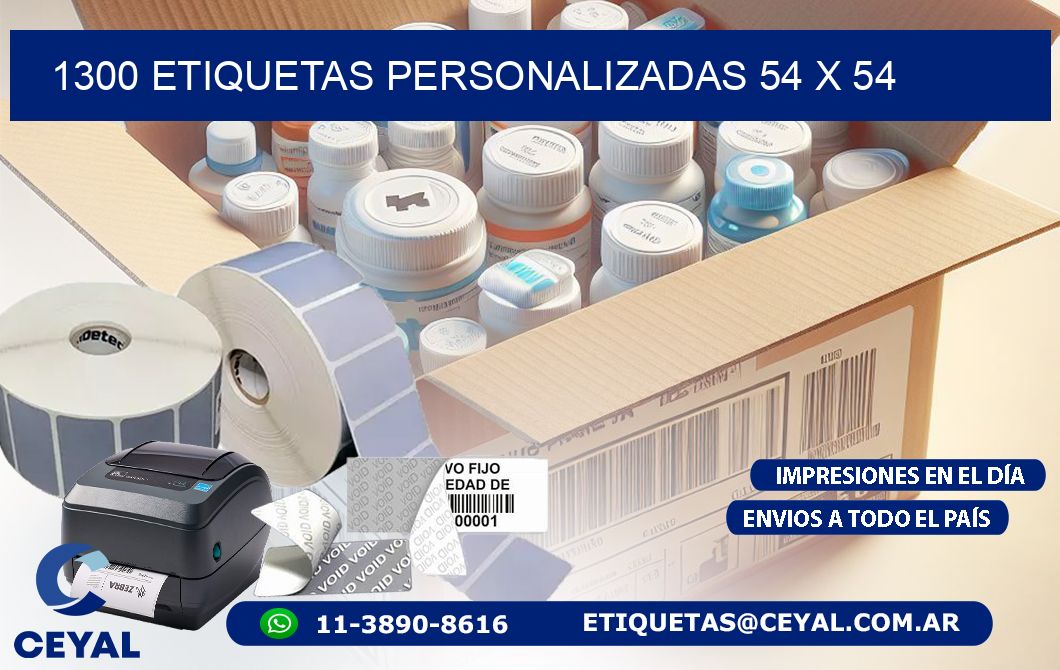 1300 ETIQUETAS PERSONALIZADAS 54 x 54