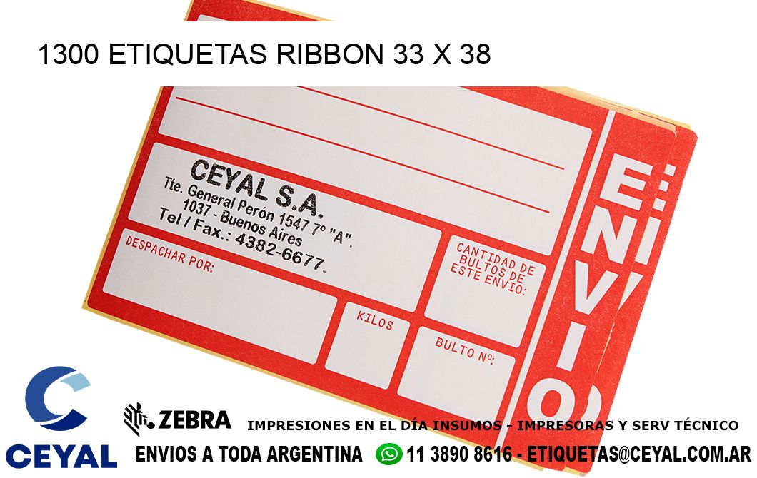 1300 ETIQUETAS RIBBON 33 x 38