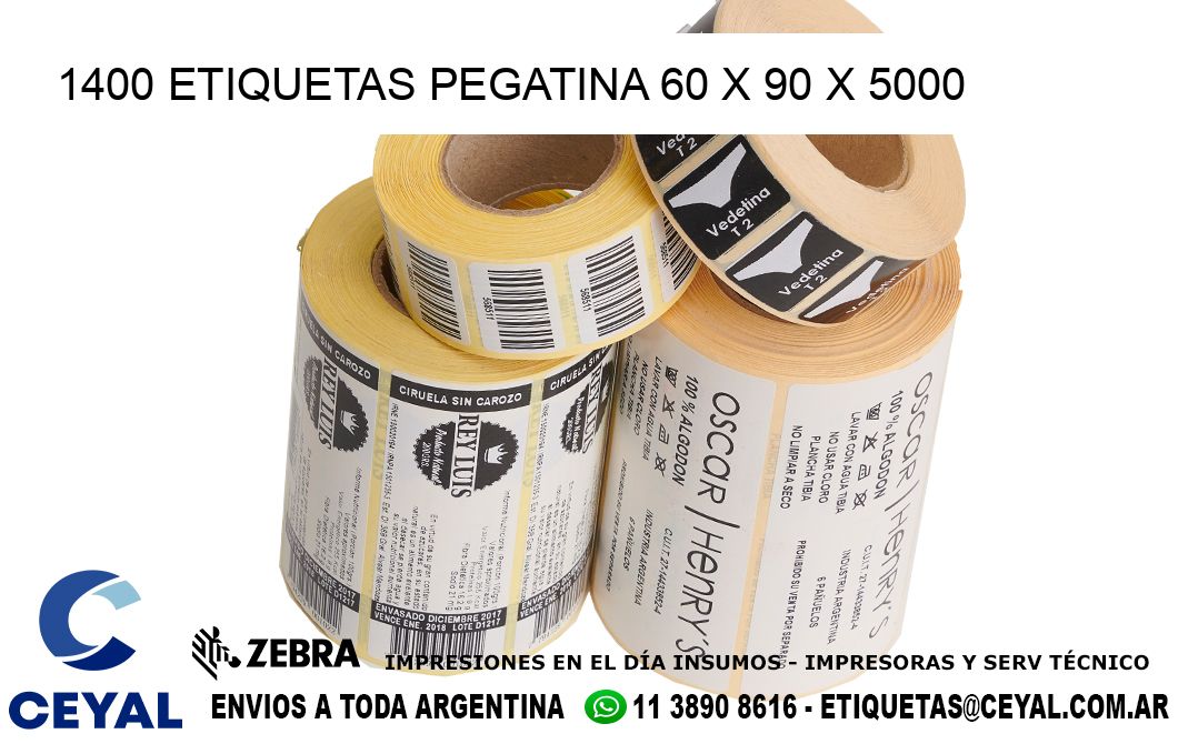 1400 ETIQUETAS PEGATINA 60 x 90 x 5000