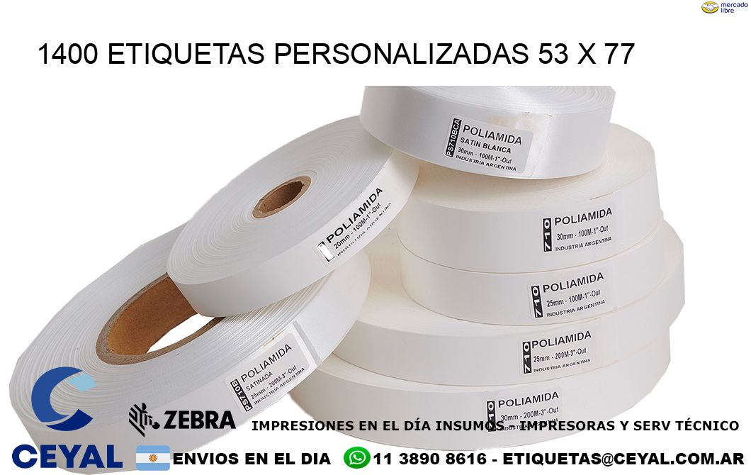 1400 ETIQUETAS PERSONALIZADAS 53 x 77