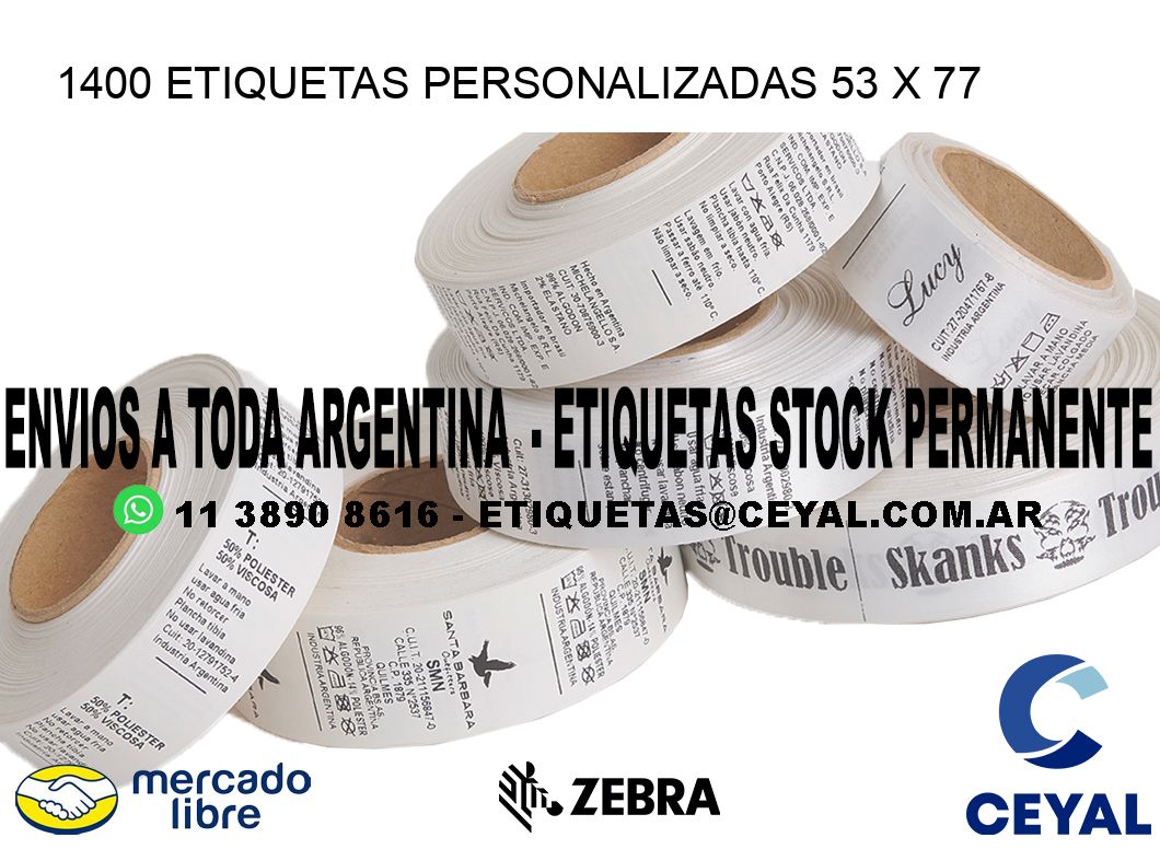 1400 ETIQUETAS PERSONALIZADAS 53 x 77