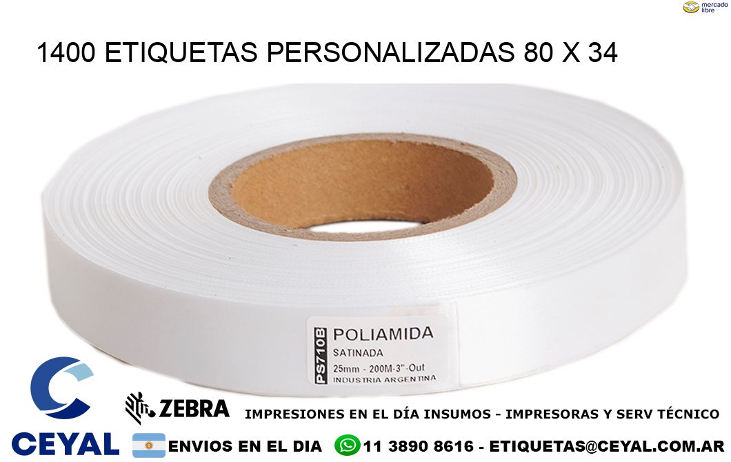 1400 ETIQUETAS PERSONALIZADAS 80 x 34