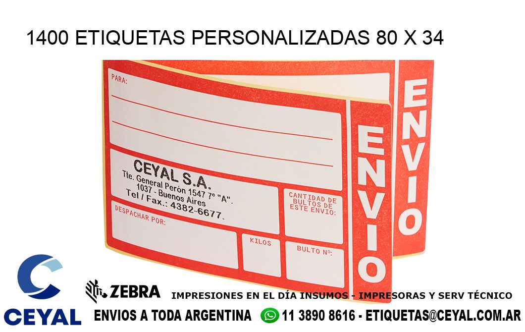 1400 ETIQUETAS PERSONALIZADAS 80 x 34