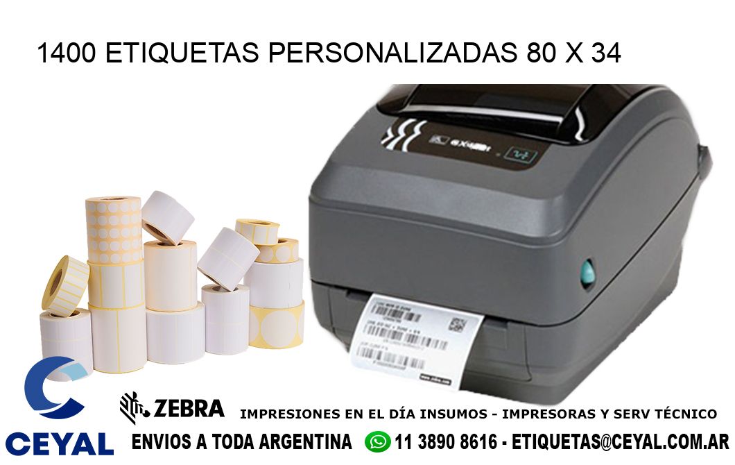 1400 ETIQUETAS PERSONALIZADAS 80 x 34