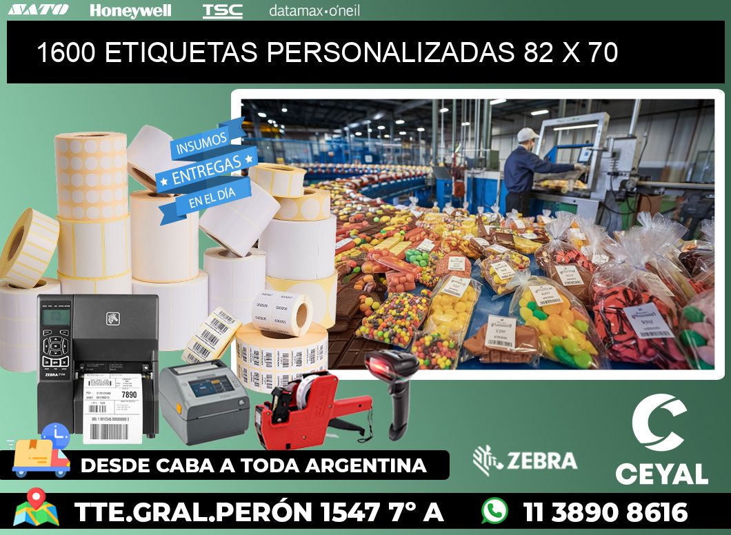 1600 ETIQUETAS PERSONALIZADAS 82 x 70
