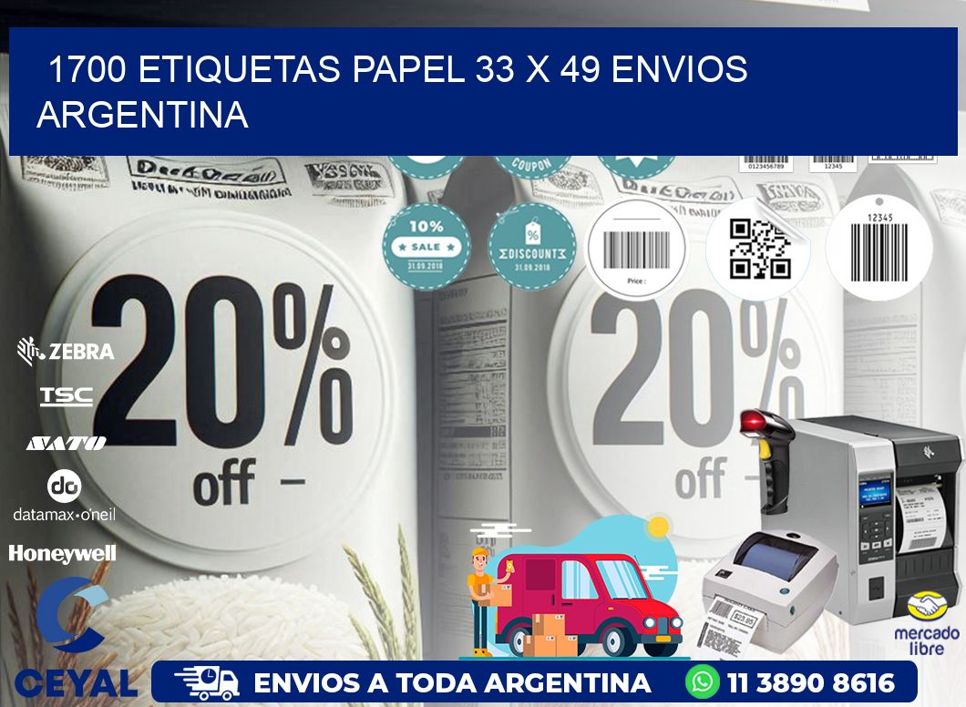 1700 ETIQUETAS PAPEL 33 x 49 ENVIOS ARGENTINA