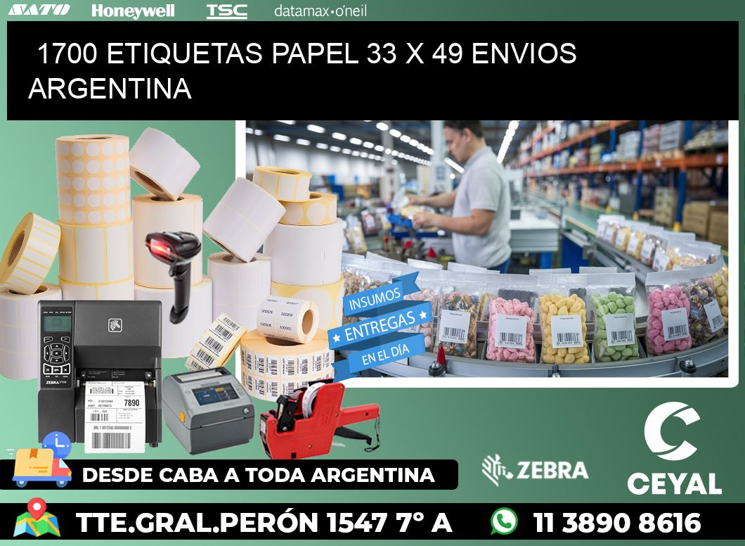 1700 ETIQUETAS PAPEL 33 x 49 ENVIOS ARGENTINA