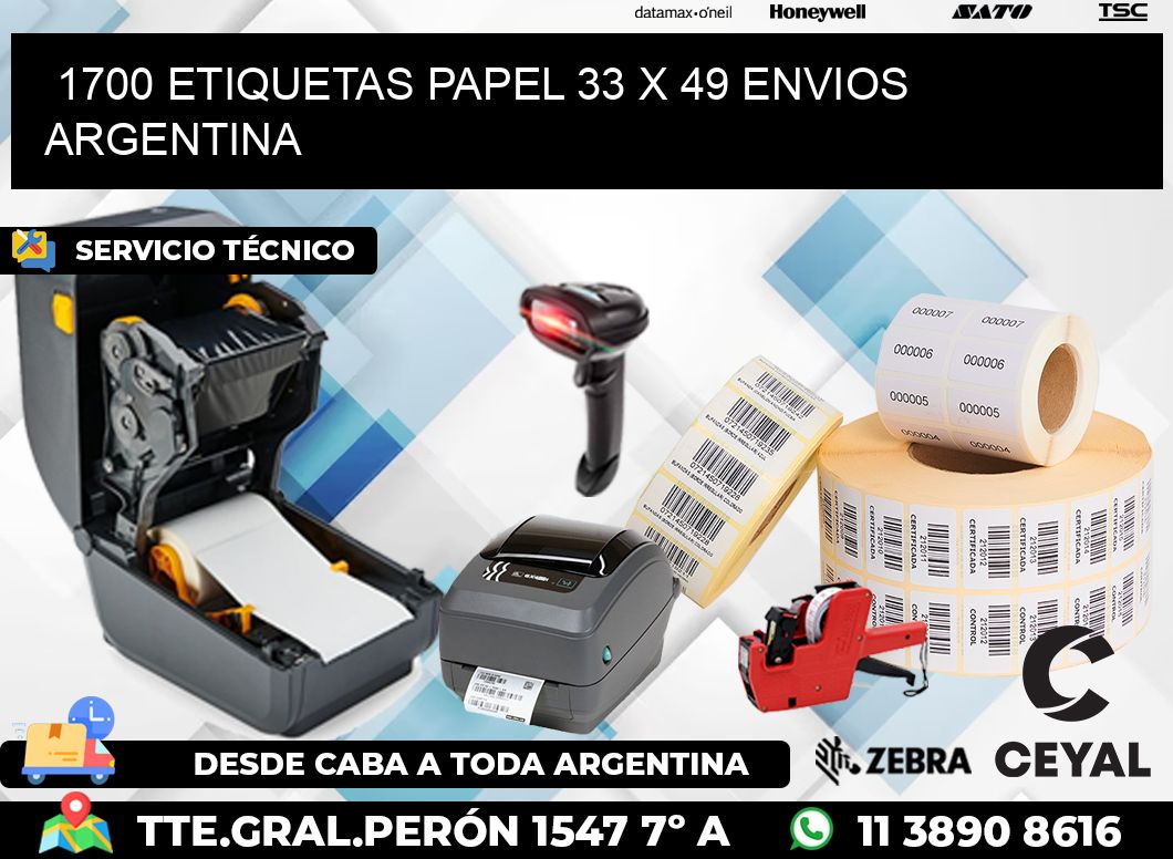 1700 ETIQUETAS PAPEL 33 x 49 ENVIOS ARGENTINA