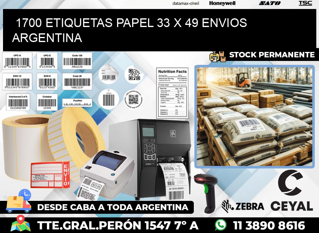 1700 ETIQUETAS PAPEL 33 x 49 ENVIOS ARGENTINA