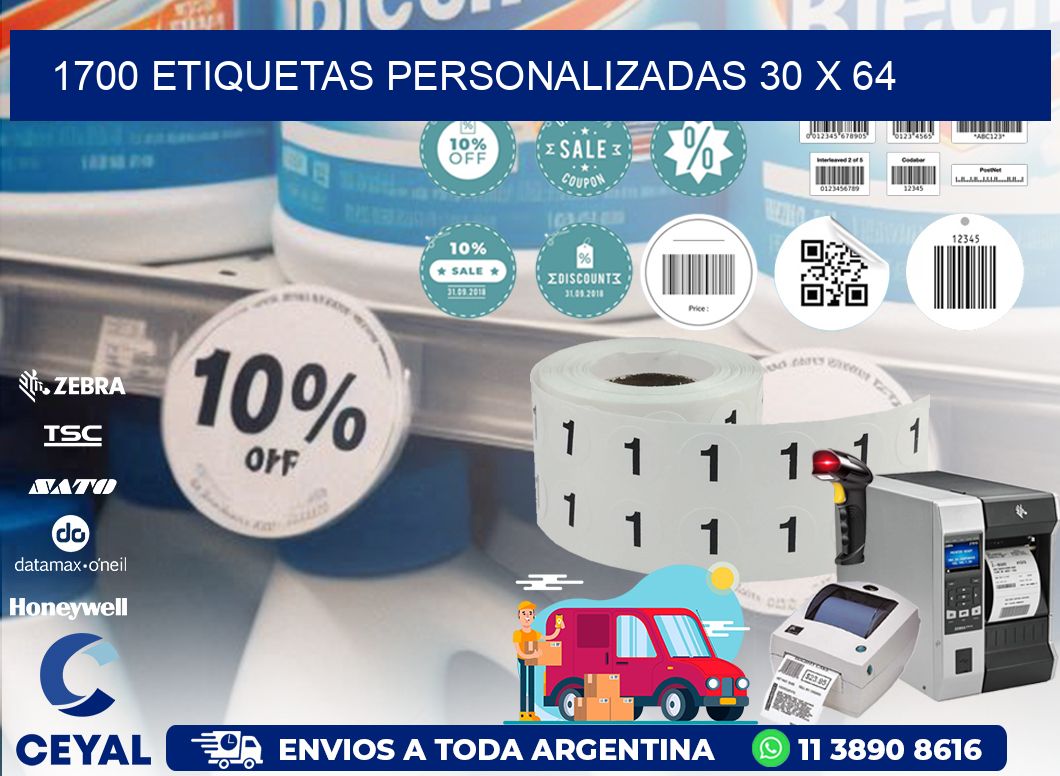 1700 ETIQUETAS PERSONALIZADAS 30 x 64