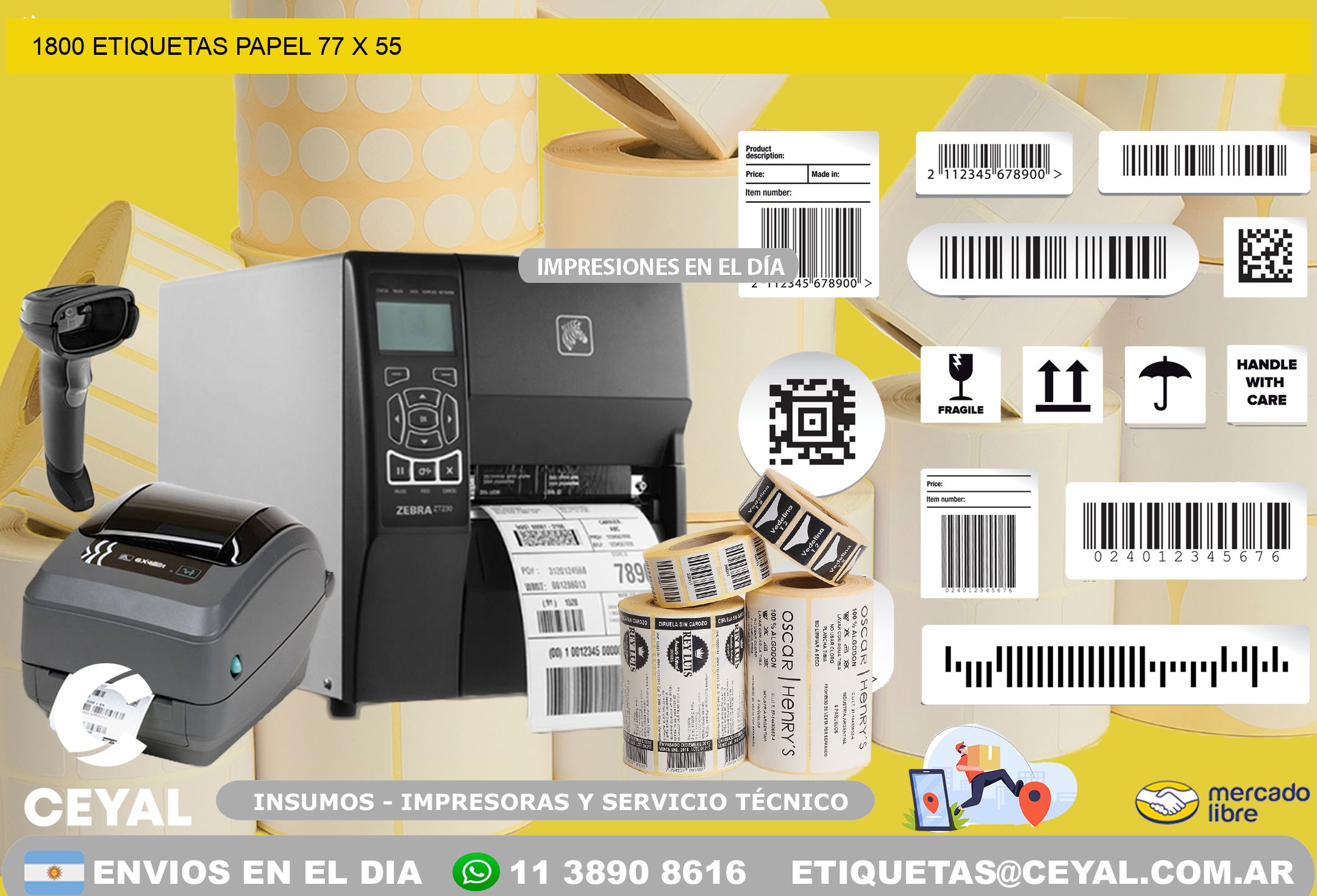 1800 ETIQUETAS PAPEL 77 x 55