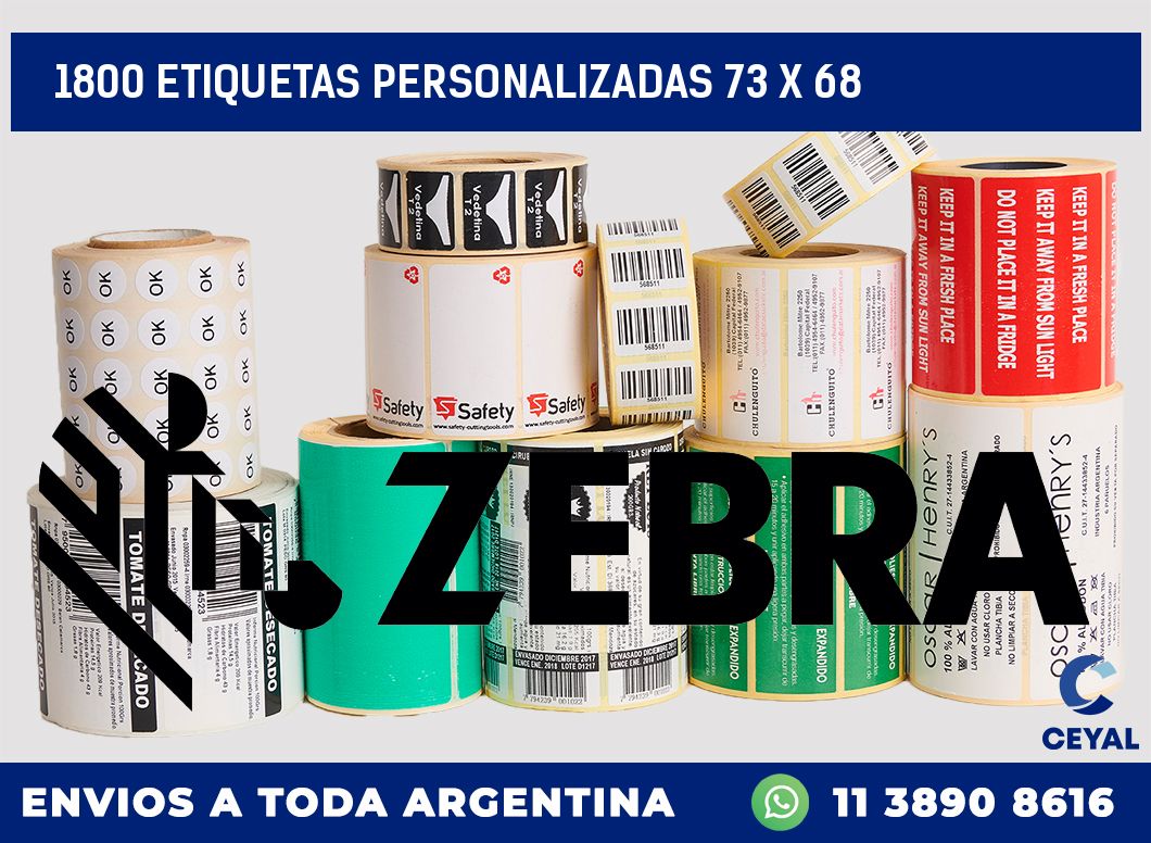 1800 ETIQUETAS PERSONALIZADAS 73 x 68