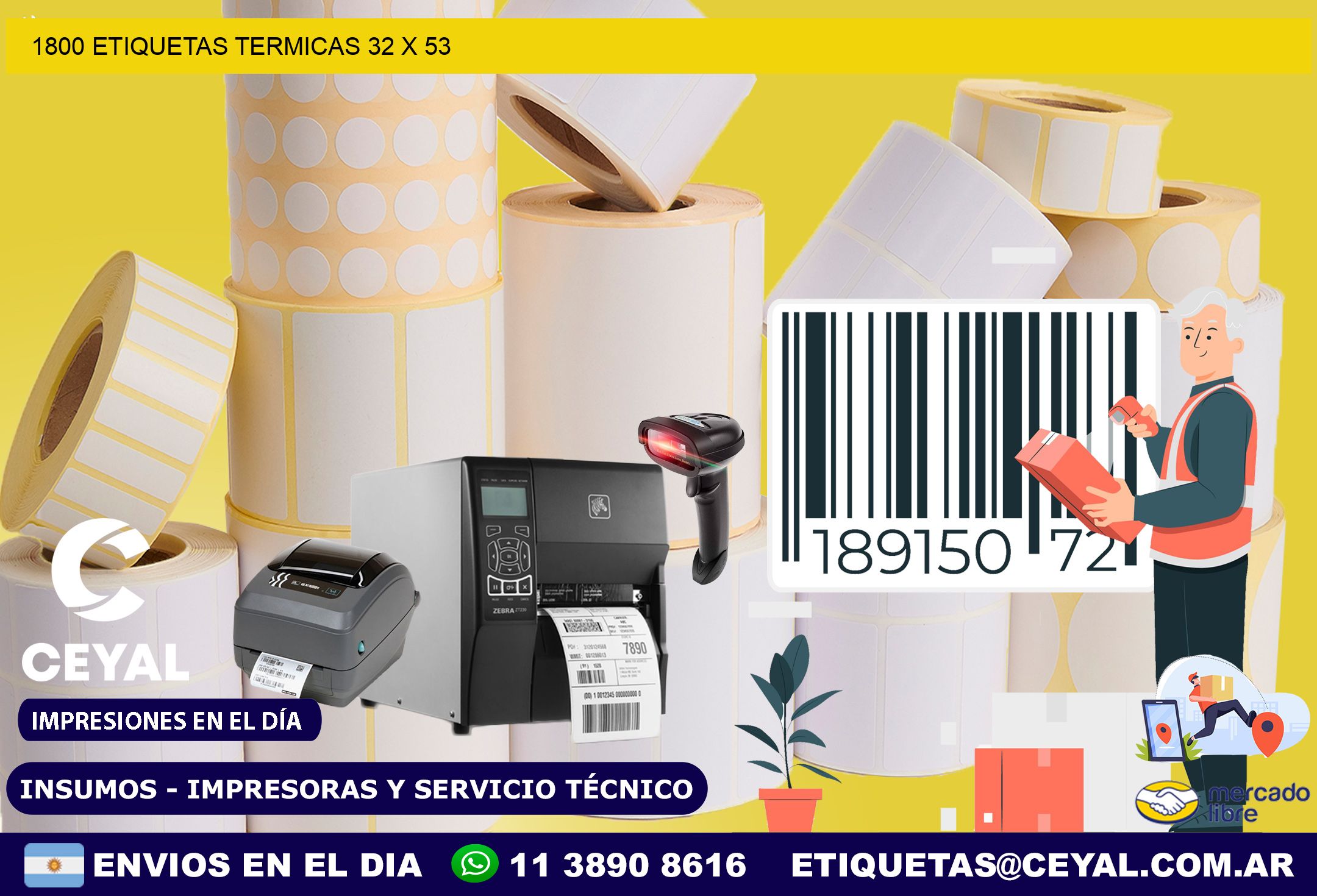 1800 ETIQUETAS TERMICAS 32 x 53