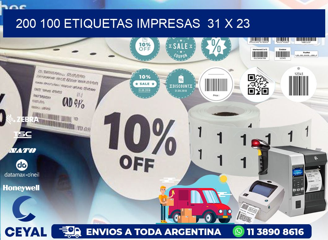 200 100 ETIQUETAS IMPRESAS  31 x 23