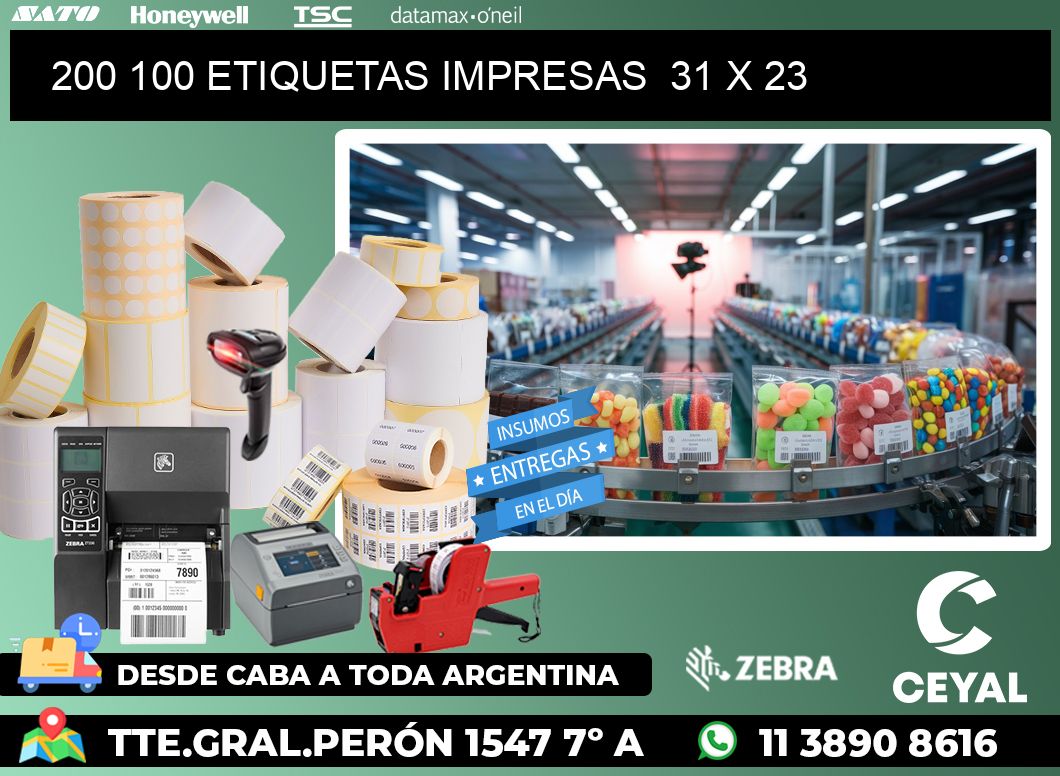 200 100 ETIQUETAS IMPRESAS  31 x 23