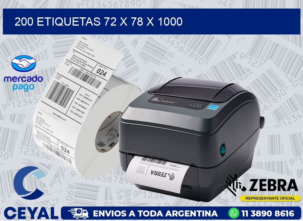 200 ETIQUETAS 72 x 78 x 1000
