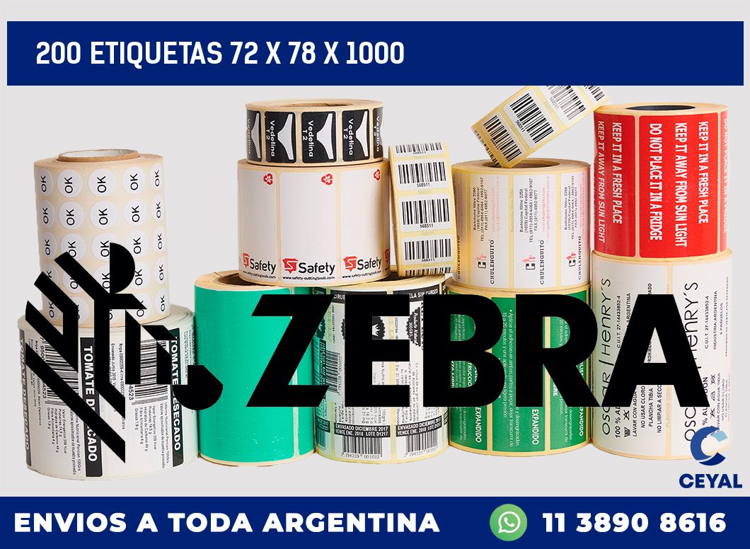 200 ETIQUETAS 72 x 78 x 1000