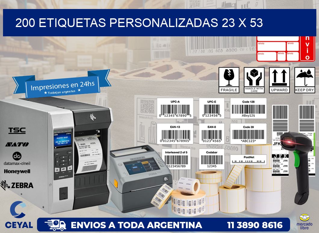 200 ETIQUETAS PERSONALIZADAS 23 x 53