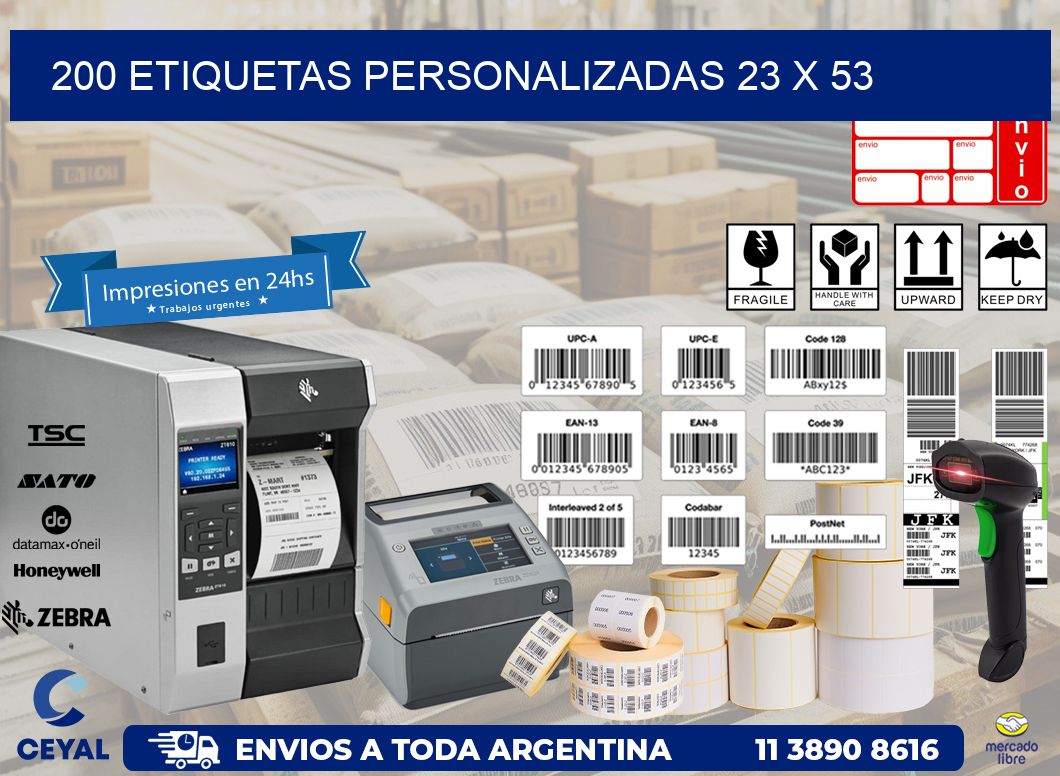 200 ETIQUETAS PERSONALIZADAS 23 x 53