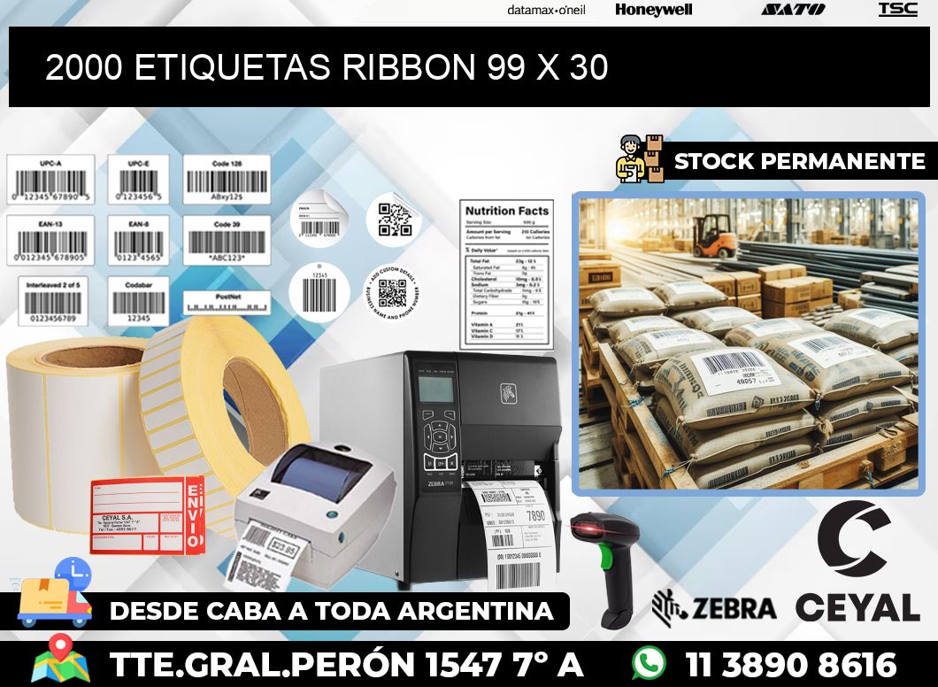 2000 ETIQUETAS RIBBON 99 x 30
