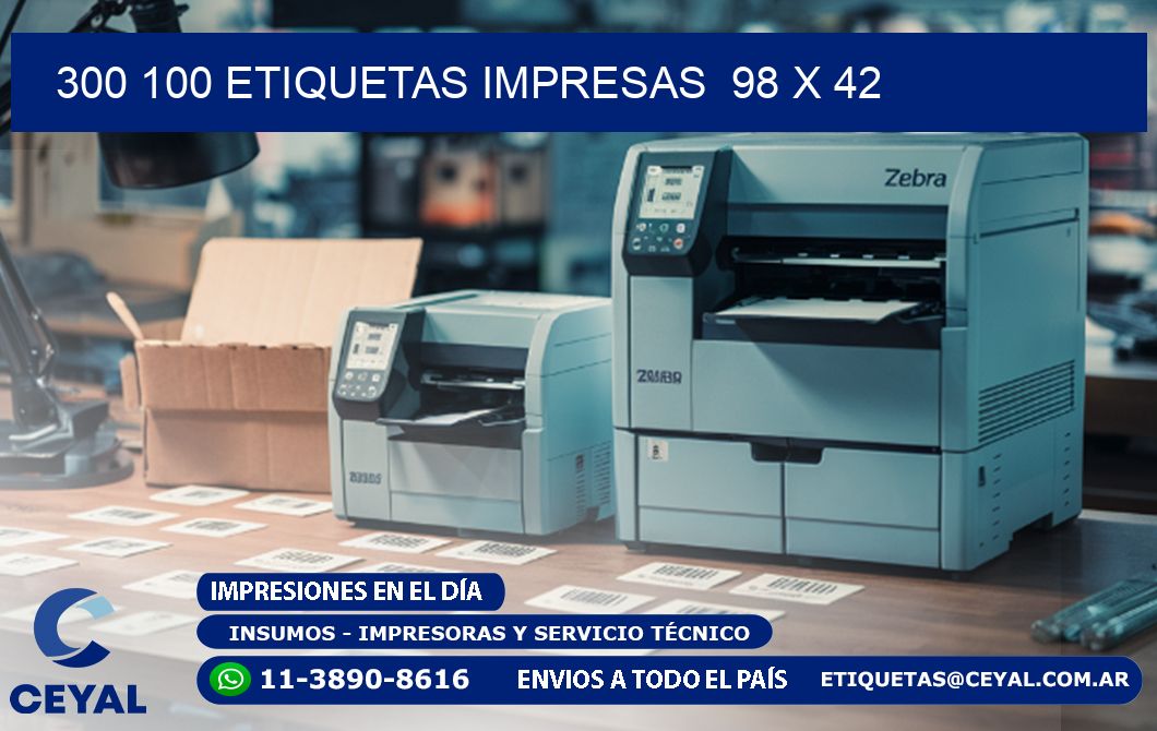 300 100 ETIQUETAS IMPRESAS  98 x 42