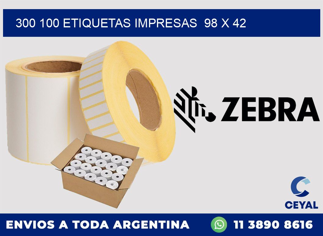 300 100 ETIQUETAS IMPRESAS  98 x 42
