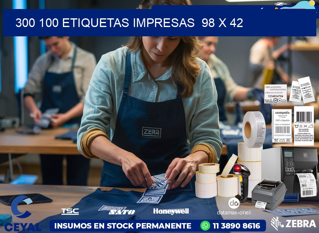 300 100 ETIQUETAS IMPRESAS  98 x 42