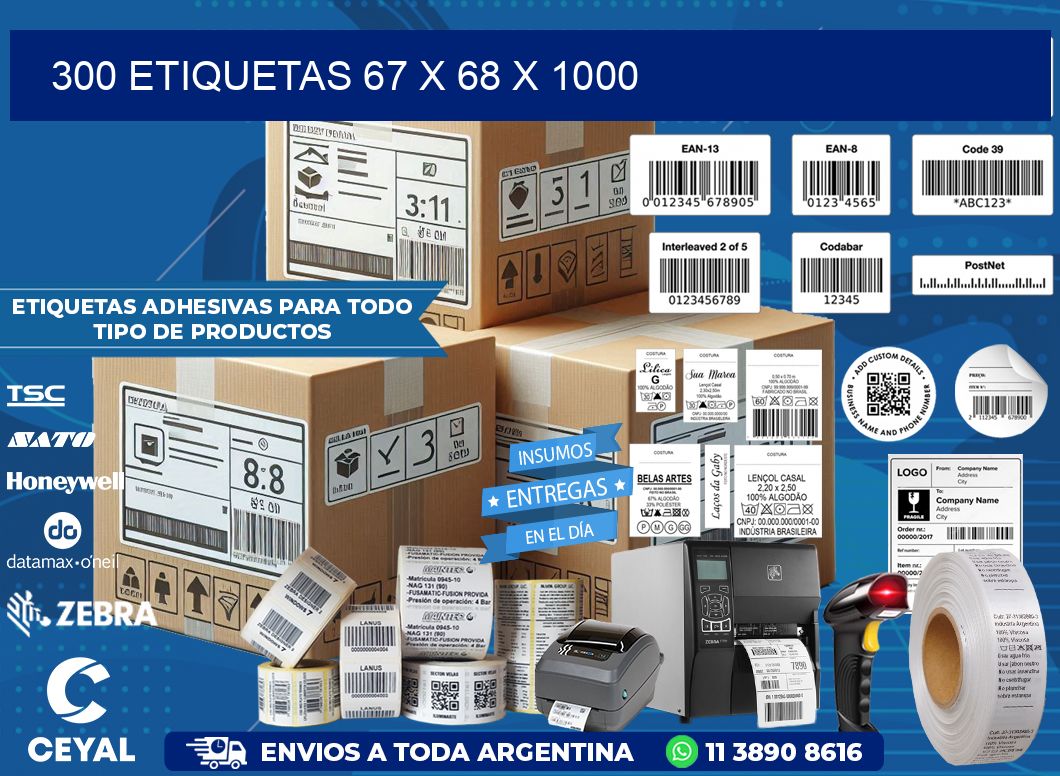 300 ETIQUETAS 67 x 68 x 1000