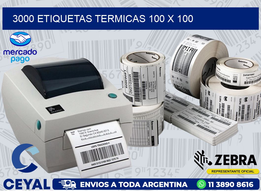 3000 ETIQUETAS TERMICAS 100 x 100