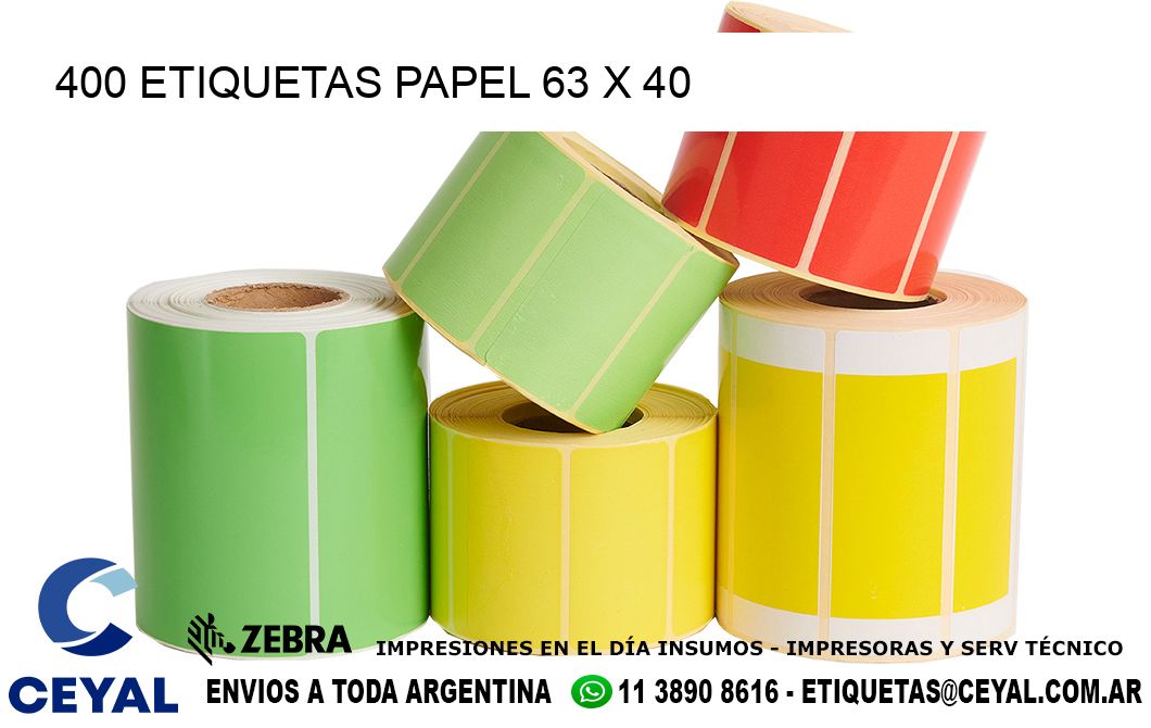 400 ETIQUETAS PAPEL 63 x 40