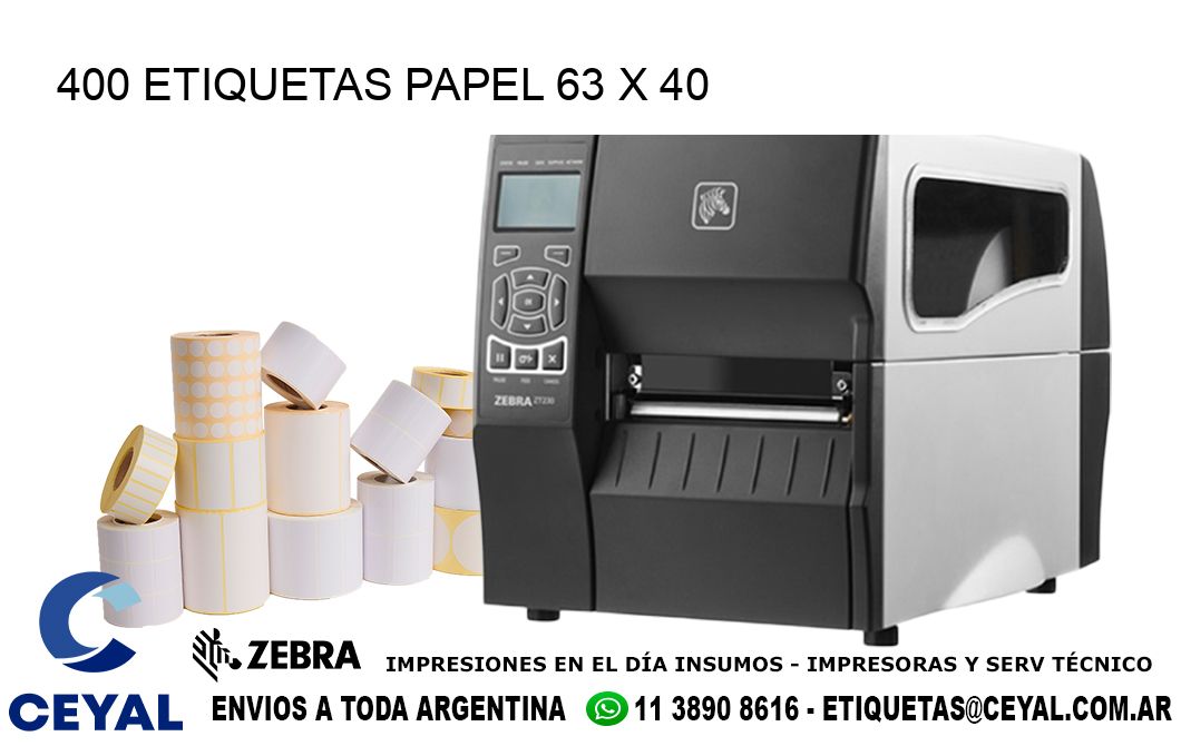 400 ETIQUETAS PAPEL 63 x 40