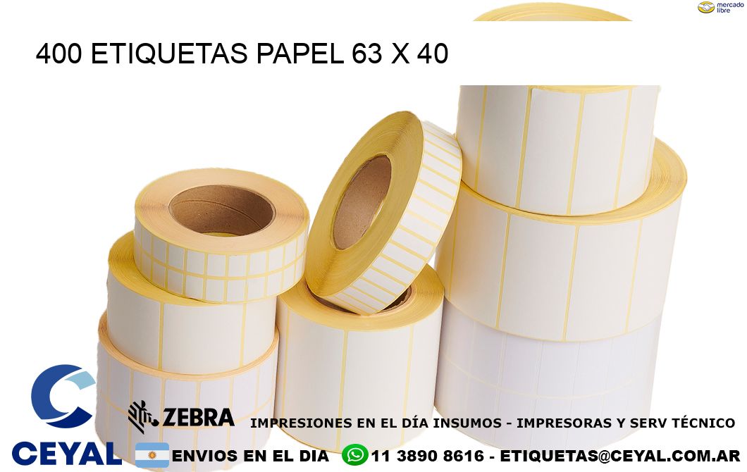 400 ETIQUETAS PAPEL 63 x 40