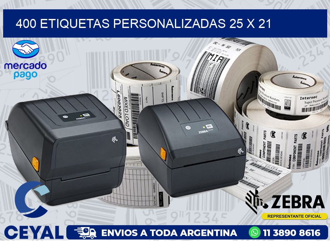 400 ETIQUETAS PERSONALIZADAS 25 x 21