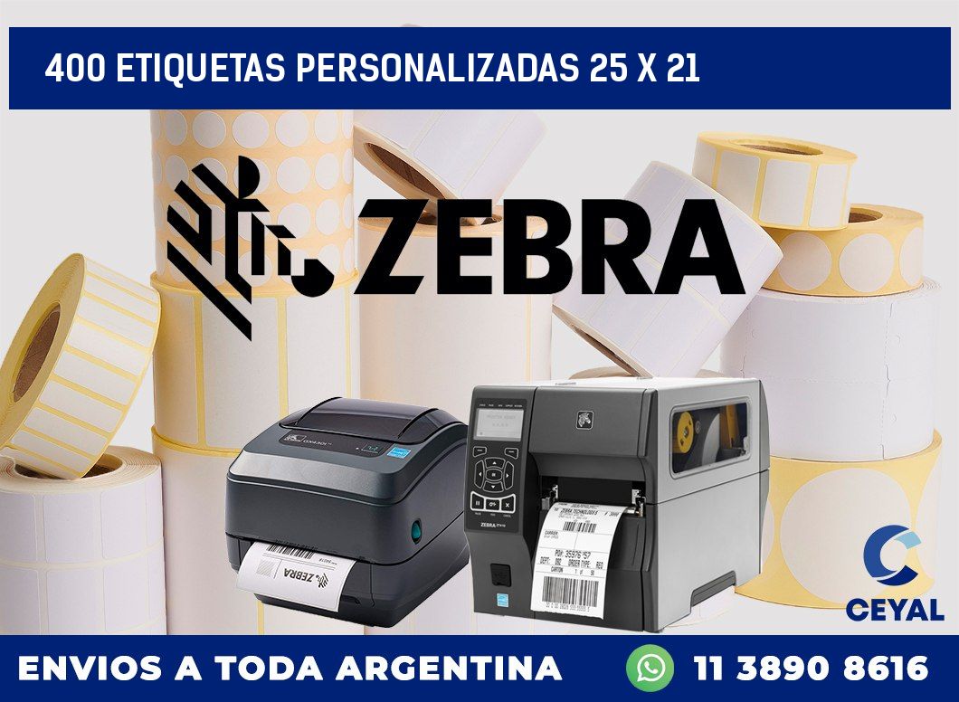 400 ETIQUETAS PERSONALIZADAS 25 x 21