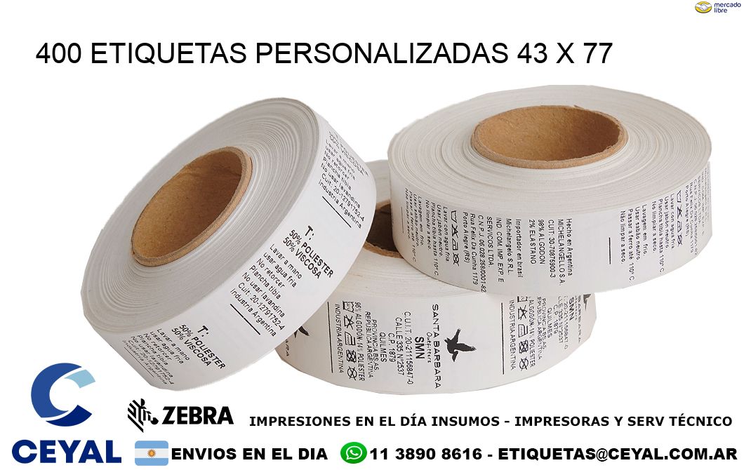 400 ETIQUETAS PERSONALIZADAS 43 x 77