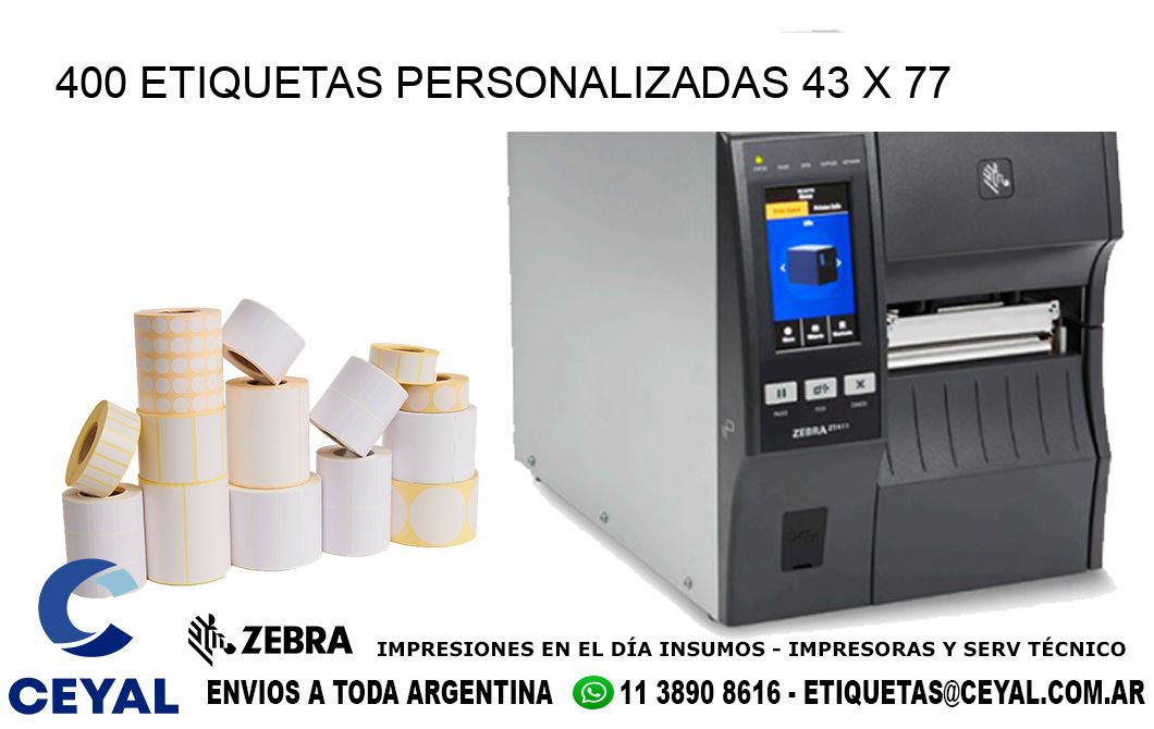 400 ETIQUETAS PERSONALIZADAS 43 x 77
