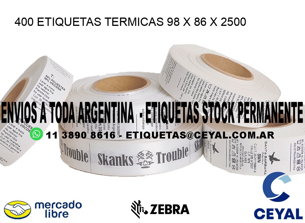 400 ETIQUETAS TERMICAS 98 x 86 x 2500