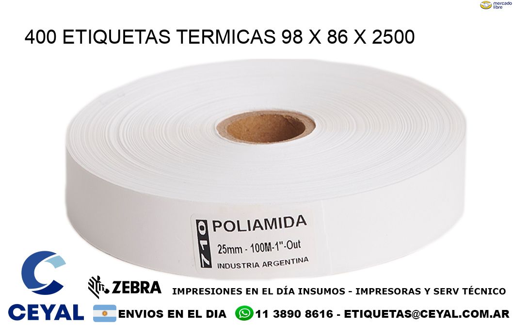 400 ETIQUETAS TERMICAS 98 x 86 x 2500