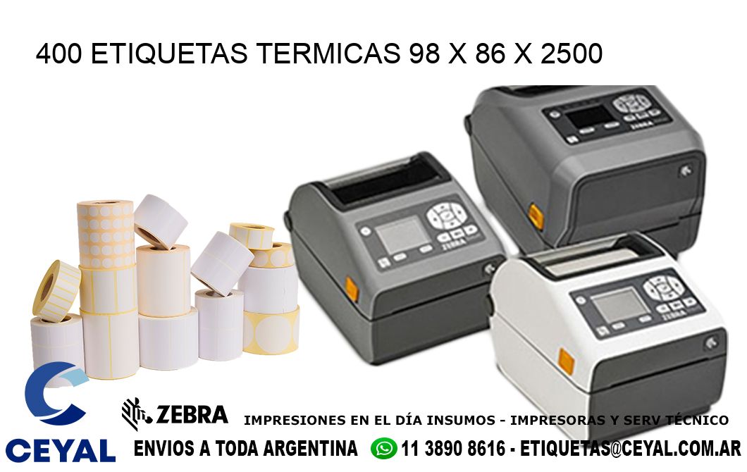 400 ETIQUETAS TERMICAS 98 x 86 x 2500