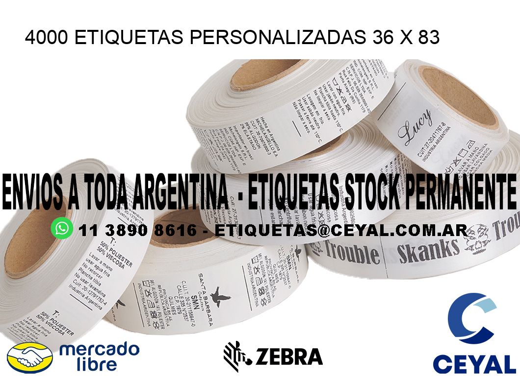4000 ETIQUETAS PERSONALIZADAS 36 x 83
