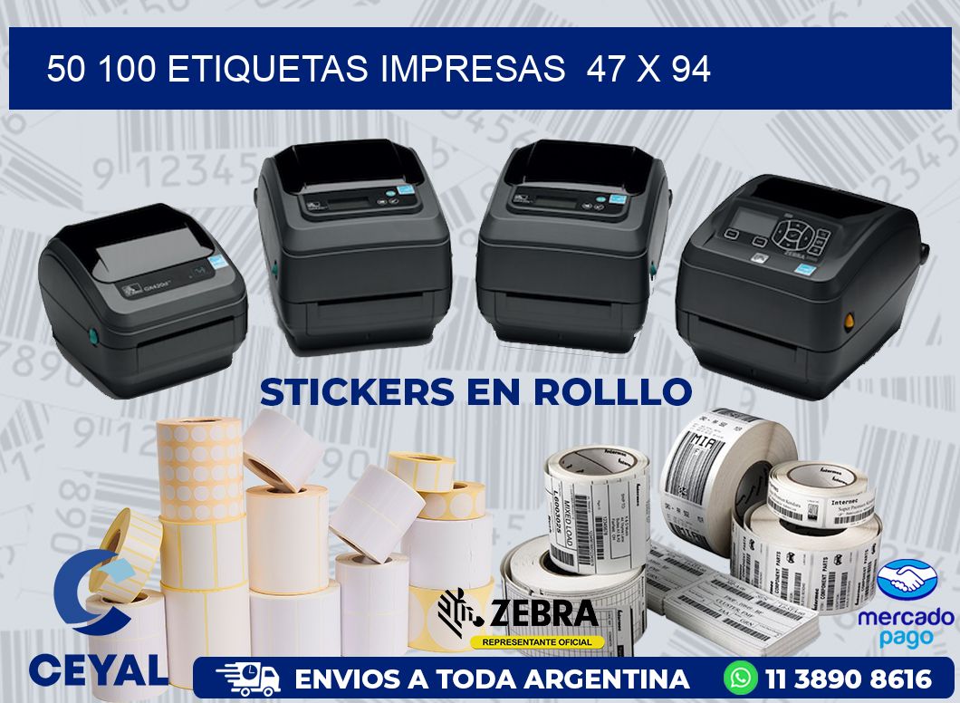 50 100 ETIQUETAS IMPRESAS  47 x 94