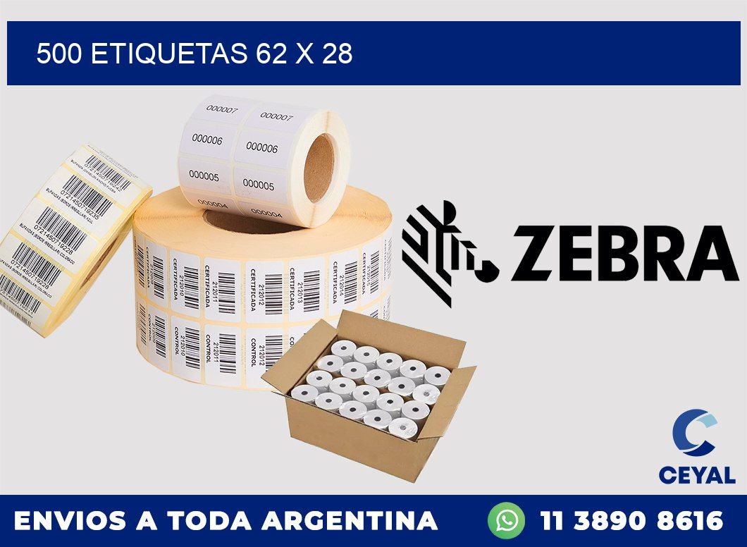 500 ETIQUETAS 62 x 28