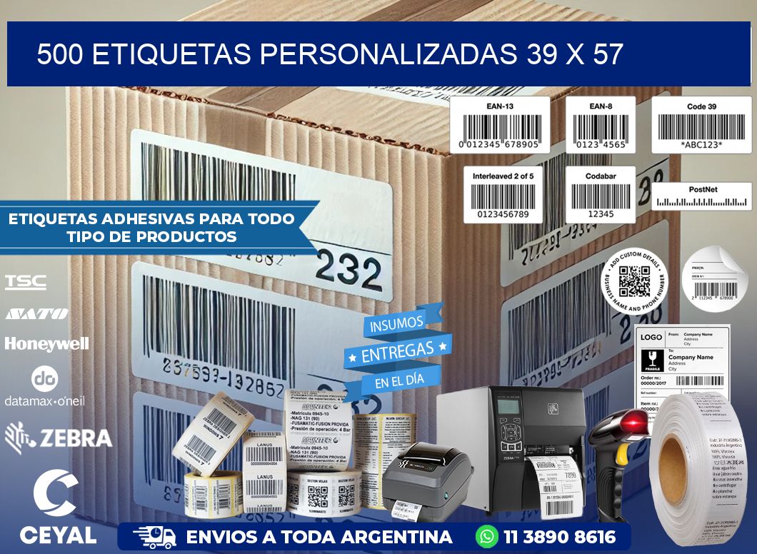 500 ETIQUETAS PERSONALIZADAS 39 x 57