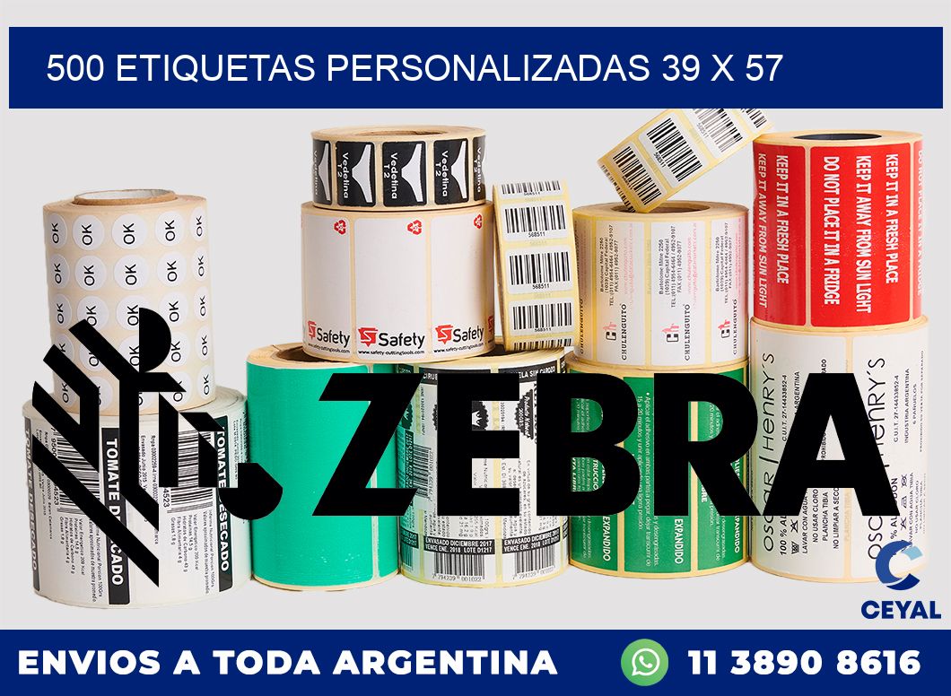 500 ETIQUETAS PERSONALIZADAS 39 x 57