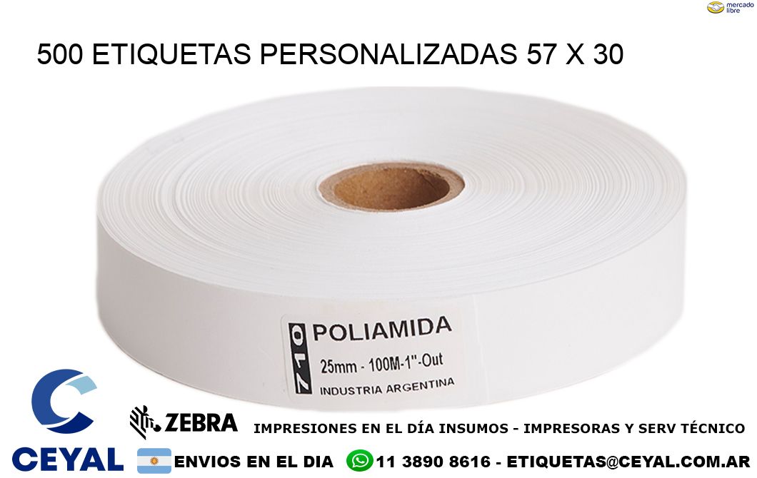 500 ETIQUETAS PERSONALIZADAS 57 x 30