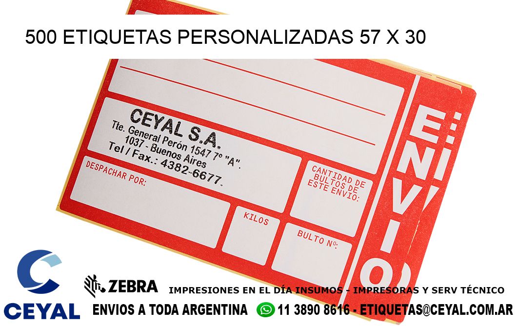 500 ETIQUETAS PERSONALIZADAS 57 x 30