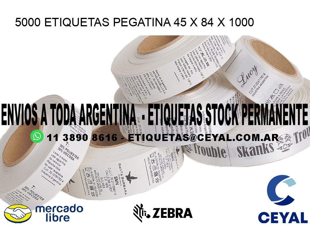 5000 ETIQUETAS PEGATINA 45 x 84 x 1000