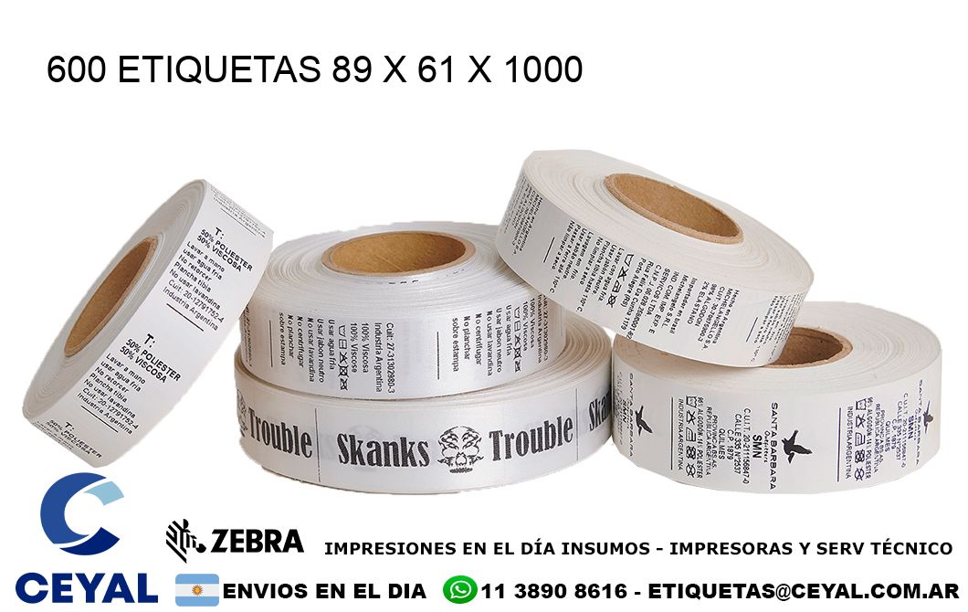 600 ETIQUETAS 89 x 61 x 1000